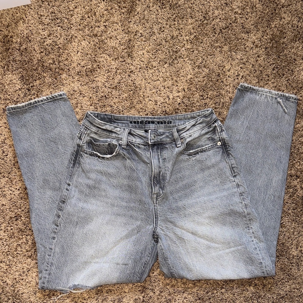 American Eagle Outfitters Gray Distressed Denim Jeans